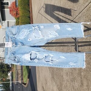 One Teaspoon Light Blue Distressed Jeans